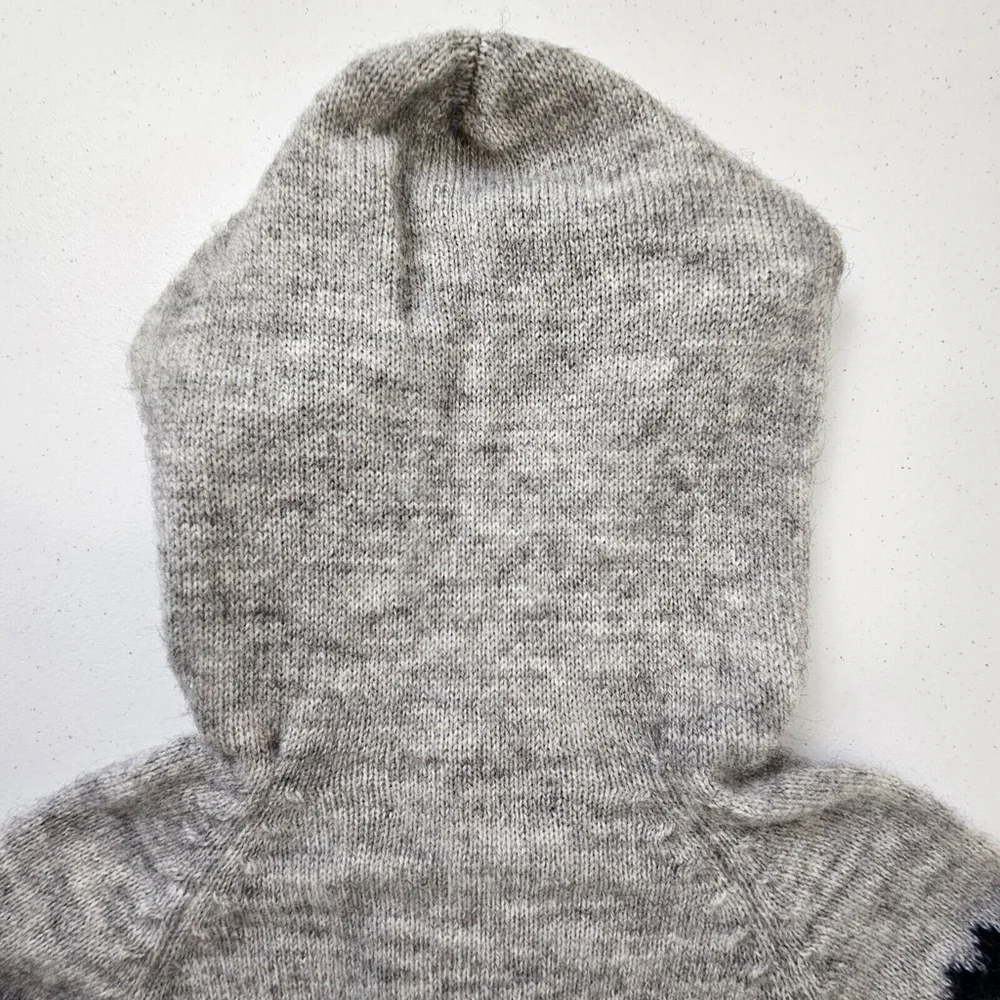 Alpaca Connection Sweater Womens Size M Gray Wool Hooded Pullover Fringe Pocket - Picture 14 of 16